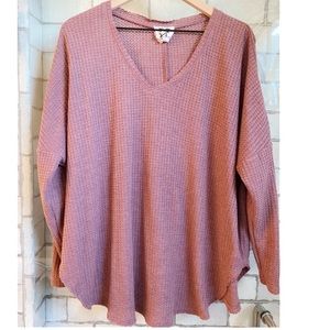 PPLA Clothing Pink Knit Long Sleeve Top SZ L